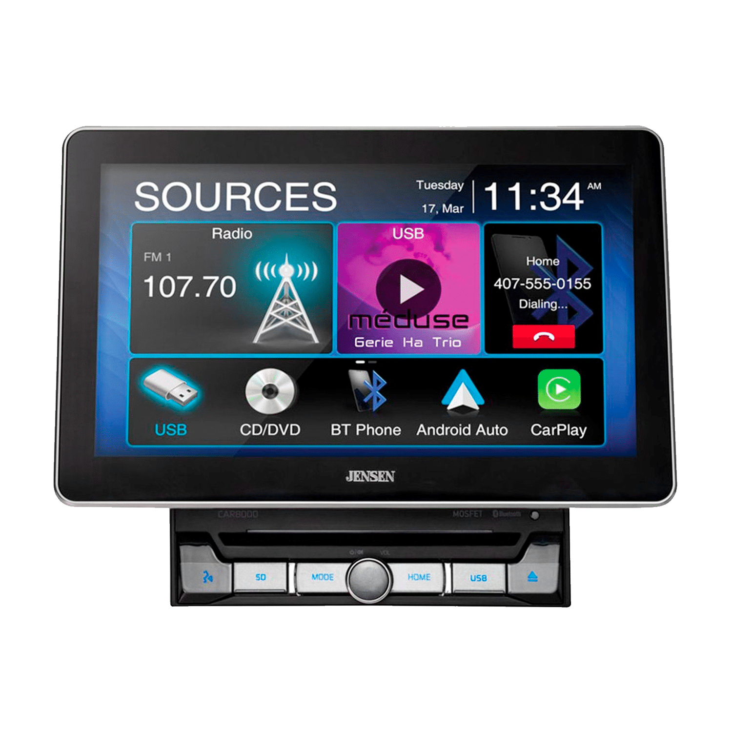 10.1″ CD/DVD Multimedia Receiver with Apple CarPlay and Android Auto – CAR8000