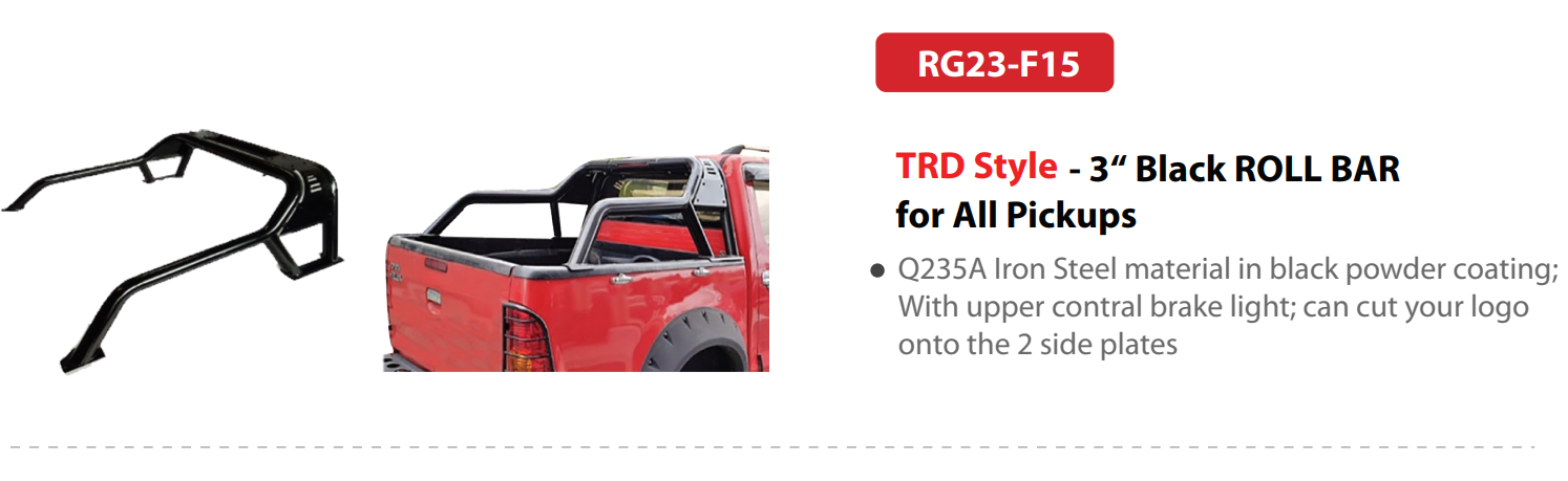 RG23-F15 | TRD Style - 3“ Black ROLL BAR for All Pickups