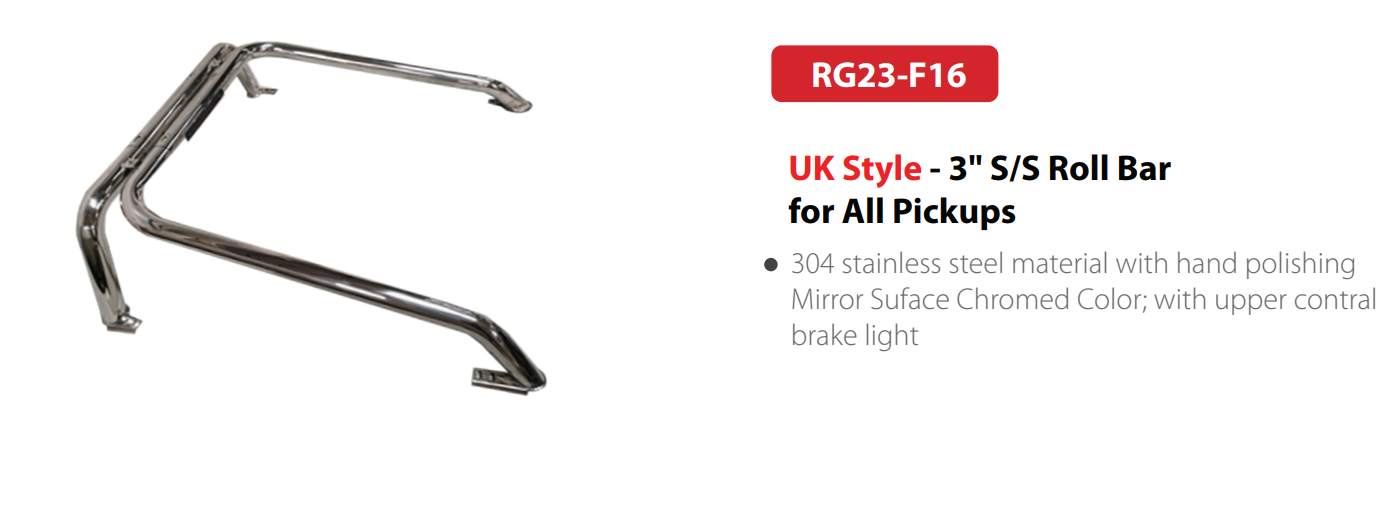 RG23-F16 | UK Style - 3" S/S Roll Bar for All Pickups