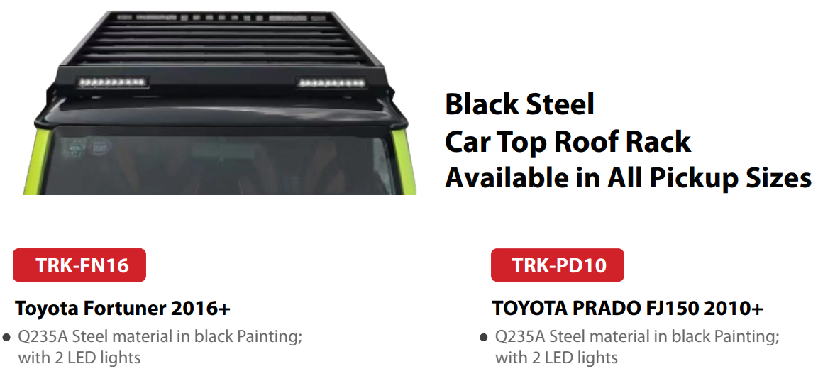 Black Steel Car Top Roof Rack Available in All Pickup Sizes