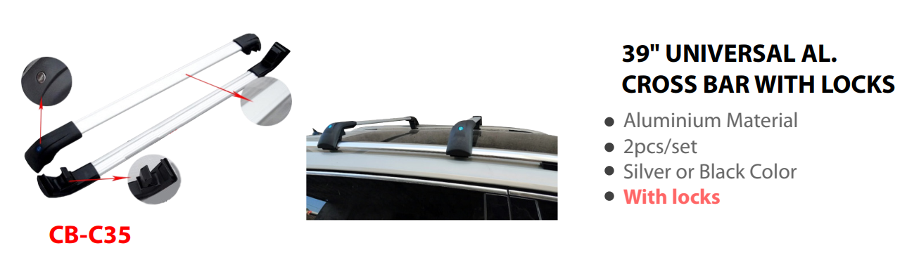 39" UNIVERSAL AL. CROSS BAR WITH LOCKS