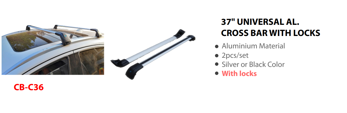 37" UNIVERSAL AL. CROSS BAR WITH LOCKS