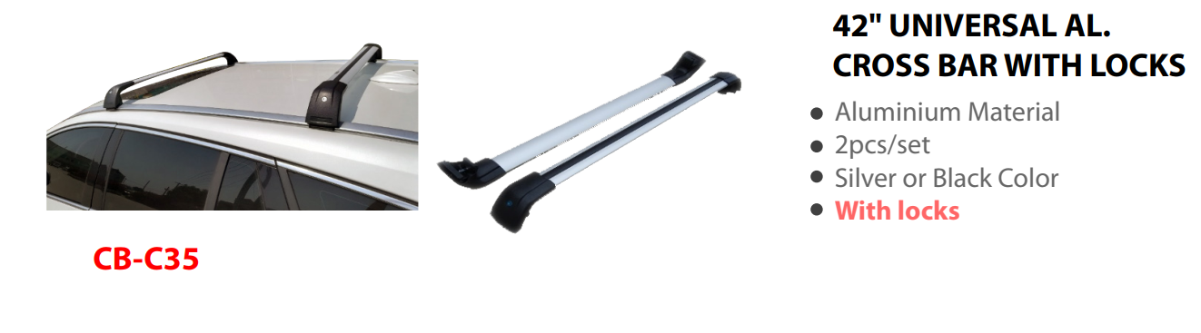 42" UNIVERSAL AL. CROSS BAR WITH LOCKS