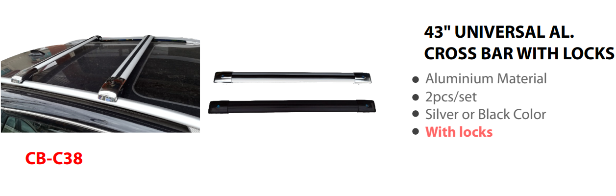 43" UNIVERSAL AL. CROSS BAR WITH LOCKS