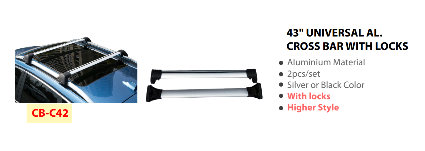 43" UNIVERSAL AL. CROSS BAR WITH LOCKS