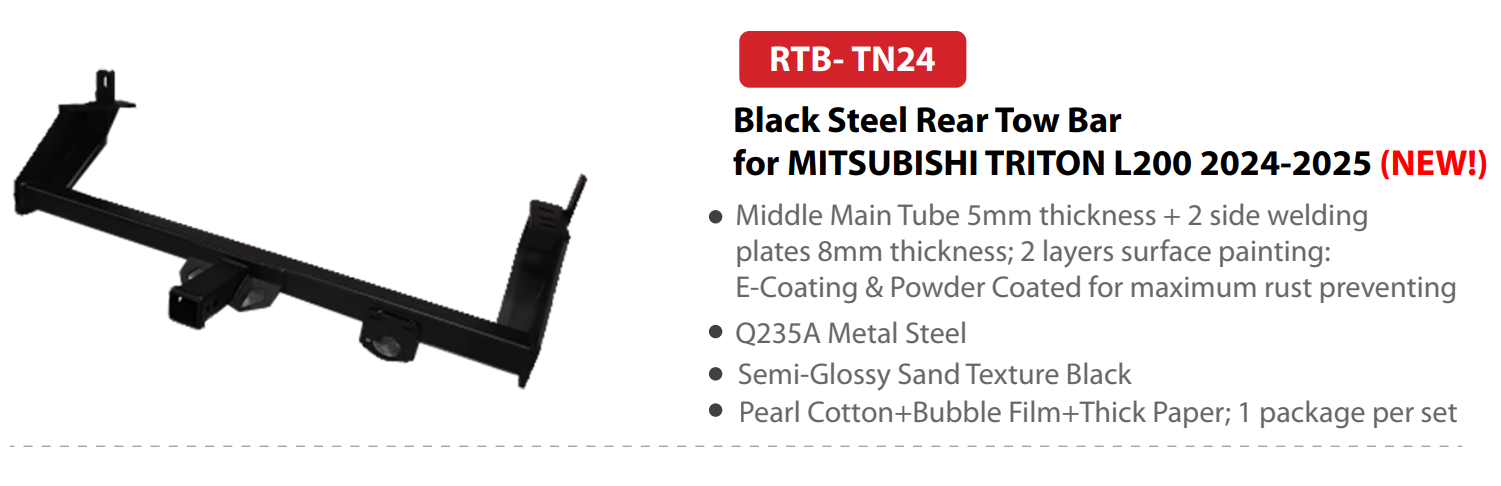 Black Steel Rear Tow Bar for MITSUBISHI TRITON L200 2024-2025 (NEW!)