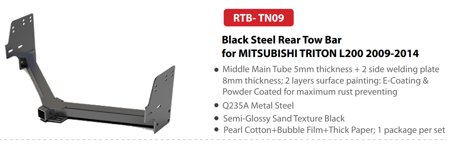 Black Steel Rear Tow Bar for MITSUBISHI TRITON L200 2009-2014