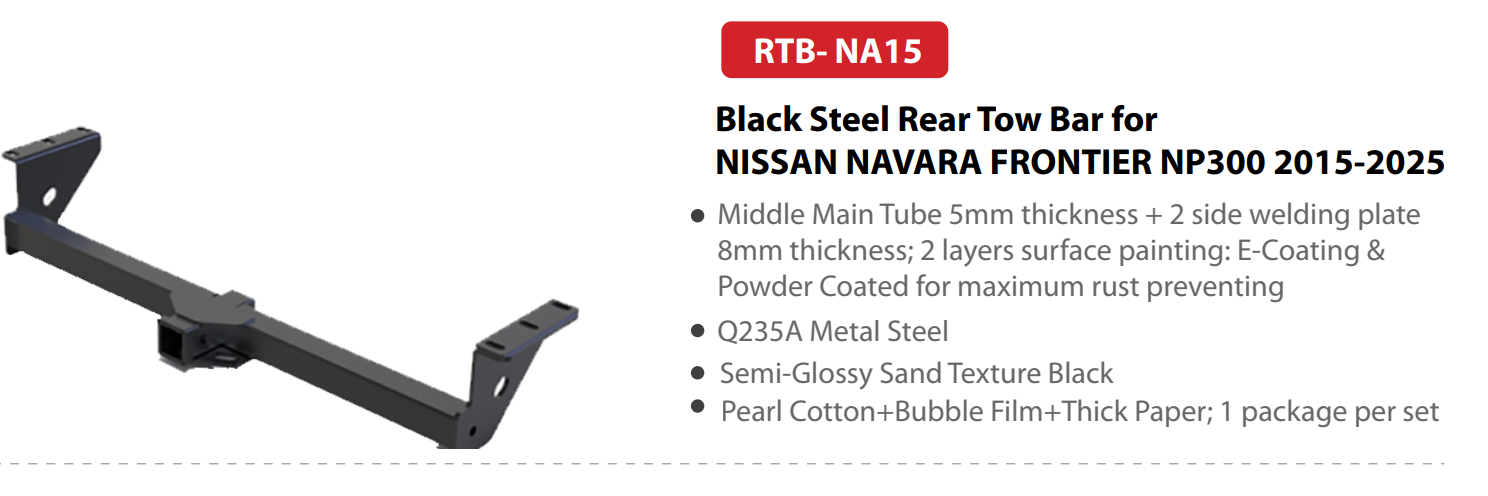 Black Steel Rear Tow Bar for NISSAN NAVARA FRONTIER NP300 2015-2025