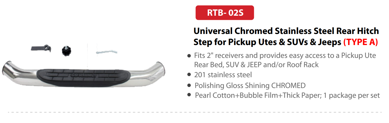 Universal Chromed Stainless Steel Rear Hitch Step for Pickup Utes & SUVs & Jeeps (TYPE A)
