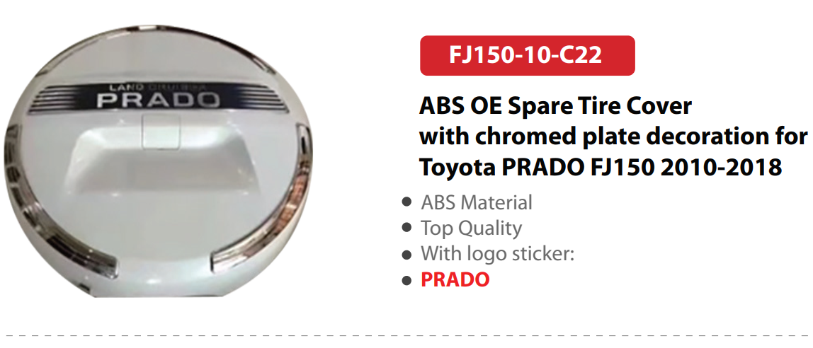 ABS OE Spare Tire Cover with chromed plate decoration for Toyota PRADO FJ150 2010-2018