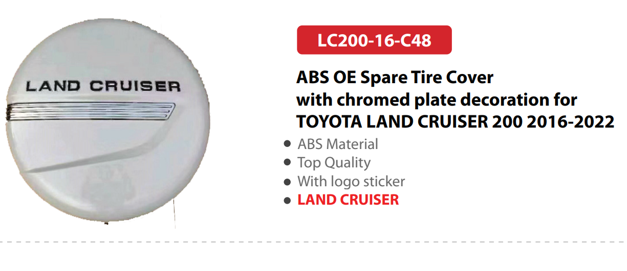 ABS OE Spare Tire Cover with chromed plate decoration for TOYOTA LAND CRUISER 200 2016-2022