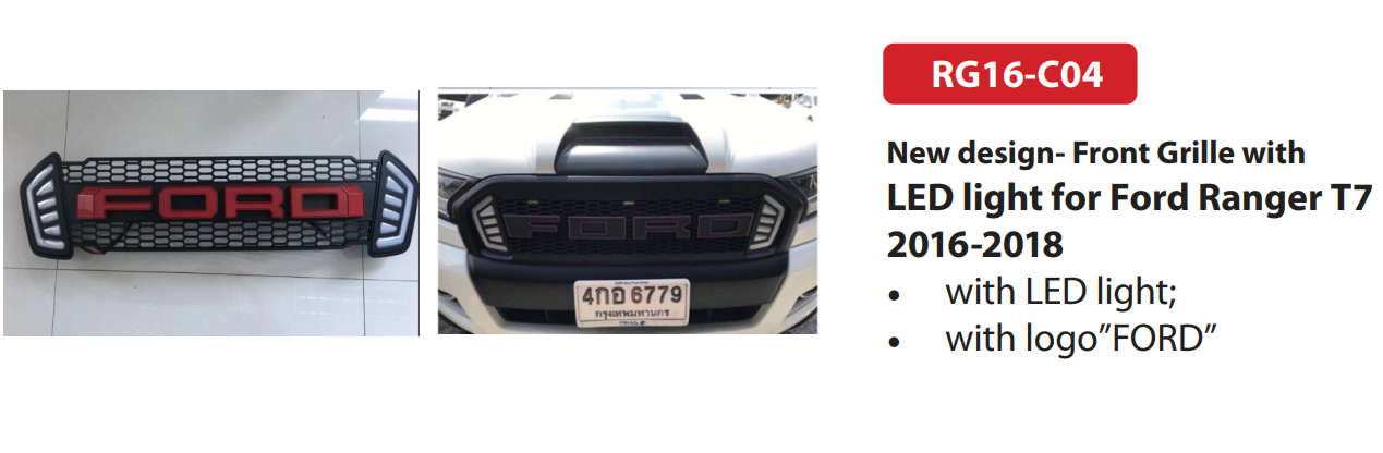 New design- Front Grille with LED light for Ford Ranger T7 2016-2018 | RG16-C04